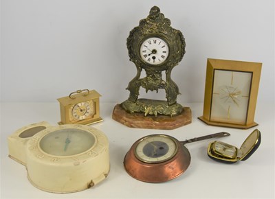 Lot 109 - A Looping 8 day desk clock together with a...