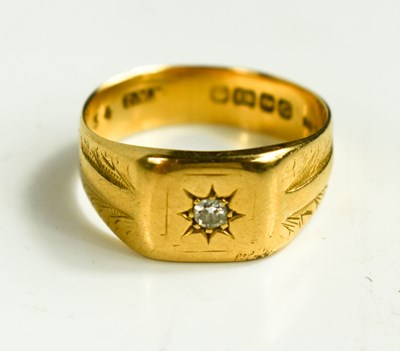 Lot 139 - A gentleman's 18ct gold and diamond signet...