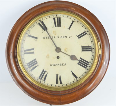 Lot 38 - A 19th century mahogany cased fusee wall clock,...