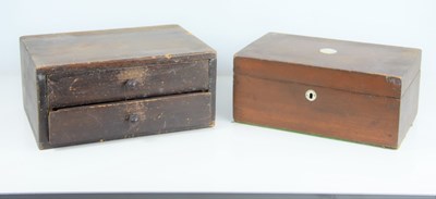 Lot 149 - A mahogany sewing box with mother of pearl...