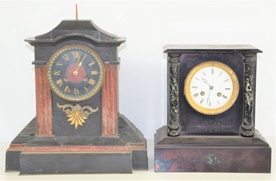 Lot 48 - A 19th century marble and slate mantle clock,...