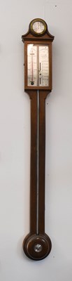 Lot 28 - An early 20th century mahogany stick barometer,...