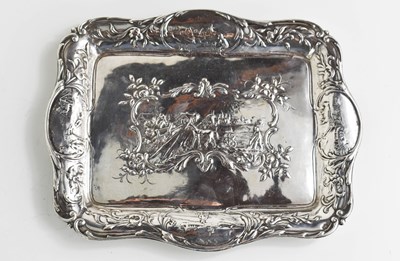 Lot 407 - A white metal Dutch trinket dish of square...