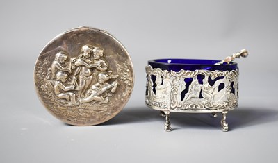 Lot 374 - A Dutch silver trinket box, the lid embossed...