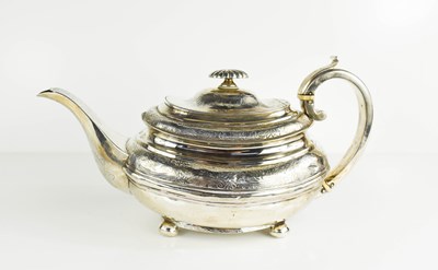 Lot 441 - A 19th century silver teapot engraved with...