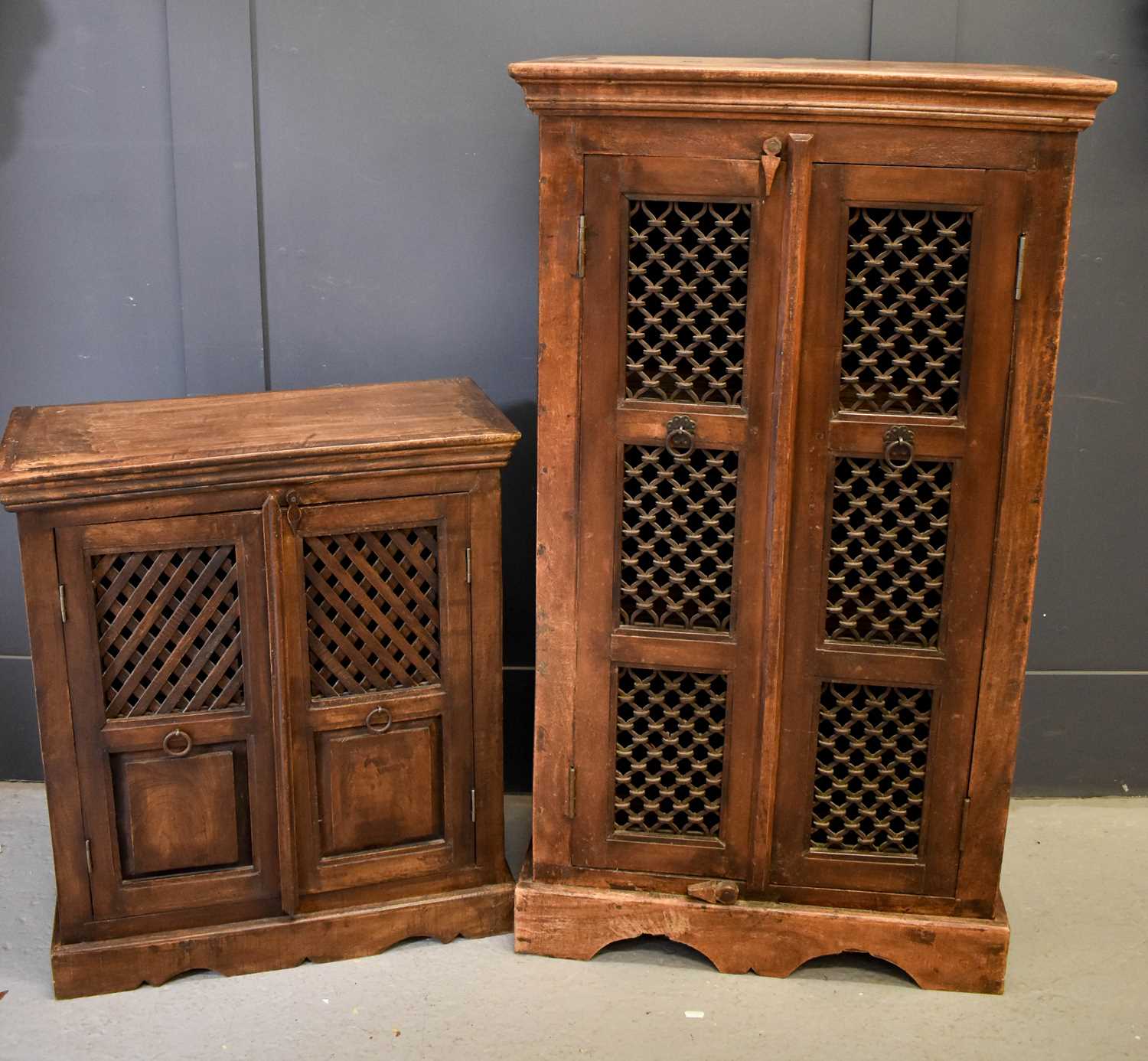 Lot 460 - Two hardwood food cabinets, possibly...