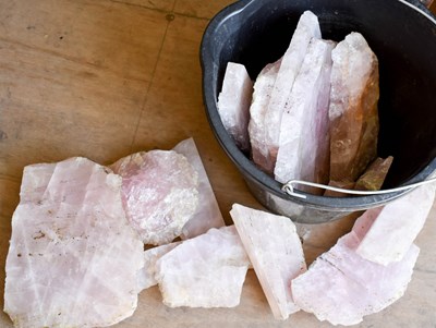 Lot 176 - A selection of rose quartz in various shaped...