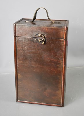 Lot 143 - A plywood wine carrier with strap handle to...