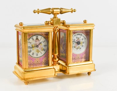 Lot 40 - A French gilt brass double miniature carriage...