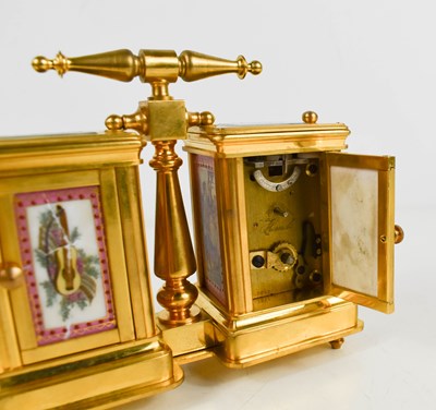 Lot 40 - A French gilt brass double miniature carriage...