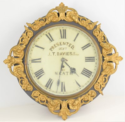 Lot 30 - A 19th century wall clock, presented by J. T....