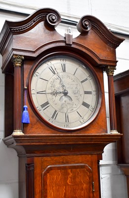 Lot 71 - A 19th century Derbyshire oak longcase clock...