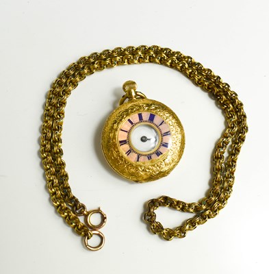 Lot 110 - A 19th century half hunter pocket watch, 18ct...