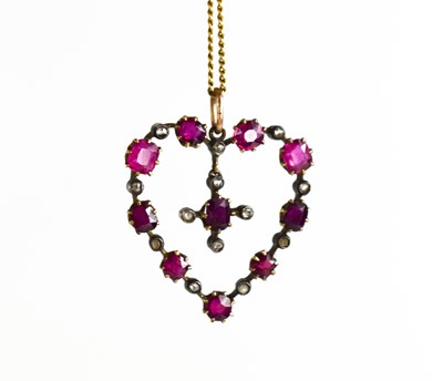 Lot 41 - A 19th century 9ct gold, pink ruby and diamond...
