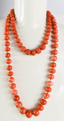 Lot 119 - Two Victorian coral necklaces, both with...