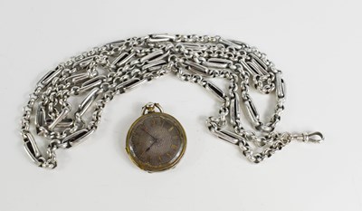 Lot 128 - A 19th century silver plated pocket watch with...