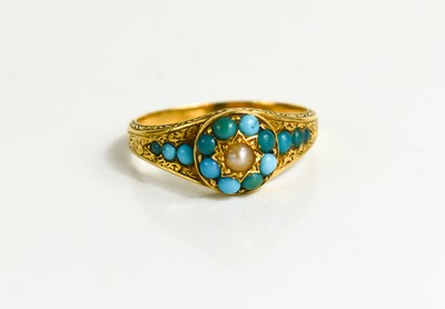 Lot 40 - A Georgian gold, turquoise and seed pearl...