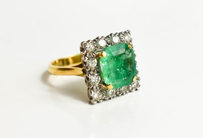 Lot 8 - An 18ct yellow gold, emerald and diamond ring,...