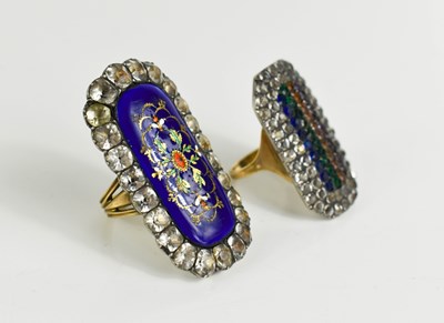 Lot 24 - Two Victorian white metal and paste set rings,...