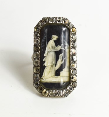 Lot 59 - A Victorian white metal and paste mourning...