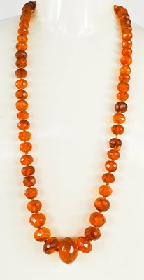 Lot 114 - An amber graduated beaded necklace, 125g.