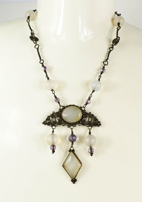 Lot 68 - A vintage moonstone, and silver pendant...
