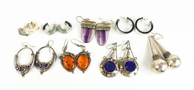 Lot 72 - A selection of silver earrings, to include...
