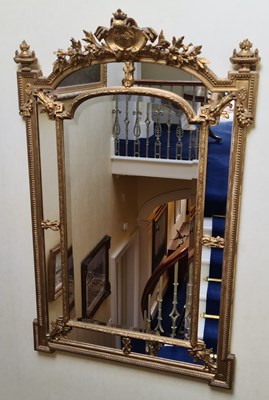 Lot 124 - A 19th century giltwood mirror, the cresting...