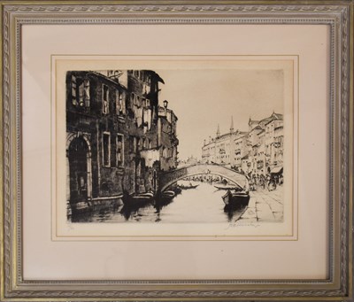 Lot 110 - A limited edition etching depicting a Venetian...