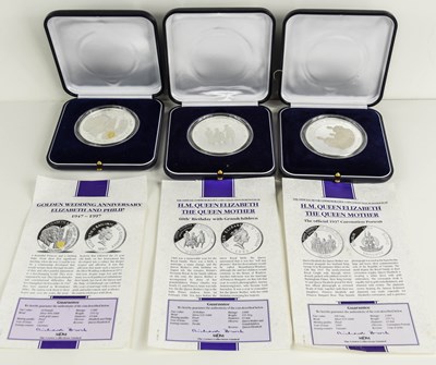 Lot 343 - Three 5oz silver proof coins comprising of...