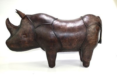 Lot 589 - A vintage leather rhinoceros footstool by...