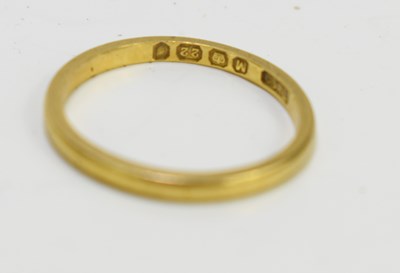Lot 235 - A 22ct gold wedding band, size J, 1.9g