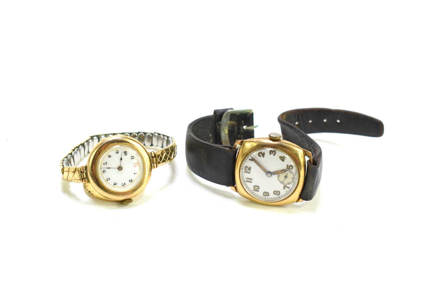 Lot 64 - Two 9ct gold cased wristwatches, one with...