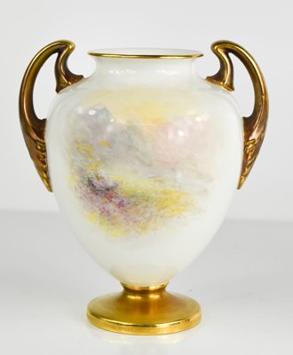 Lot 123 - A Royal Worcester vase, painted with highland...