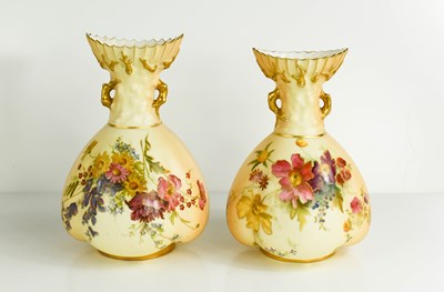 Lot 480 - A near pair of Royal Worcester blush ivory...