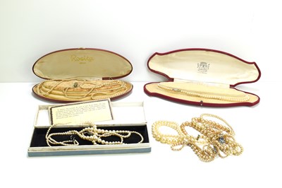 Lot 237 - A group of vintage pearl necklaces to include...