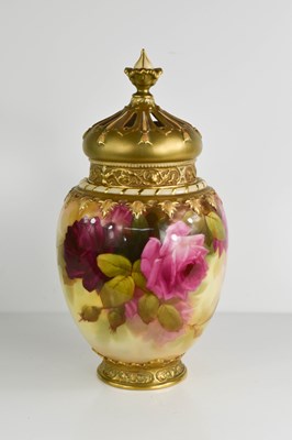 Lot 498 - A Royal Worcester crown top pot pourri vase...