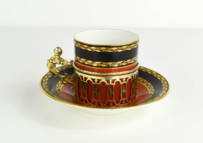 Lot 508 - A Royal Worcester coffee can and saucer, with...