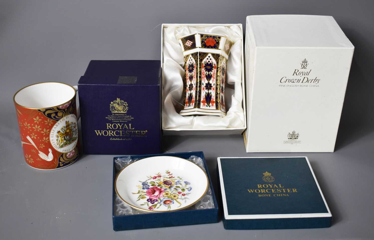 Lot 523 - A boxed Royal Worcester mug, Golden Jubilee...