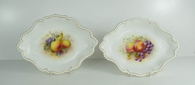 Lot 482 - A pair of Royal Worcester lozenge shape dishes...