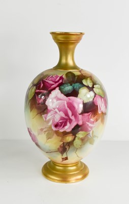 Lot 496 - A Royal Worcester vase by Jarman, the bulbous...