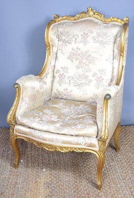 Lot 598 - A 19th century French giltwood chair, in silk...