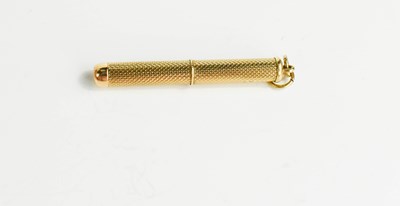 Lot 130 - A 9ct gold toothpick, stamped 375, 6g.