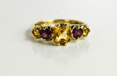 Lot 123 - A 9ct gold Victorian style mixed cut citrine...