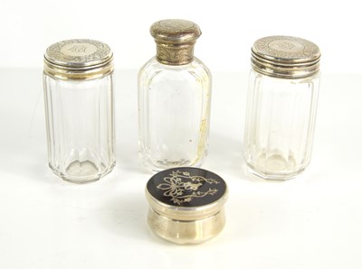 Lot 363 - A silver and tortoiseshell pill box together...