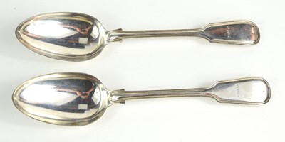 Lot 380 - A pair of Georgian silver serving spoons,...