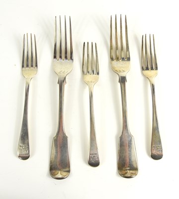 Lot 417 - A pair of silver serving forks together with...