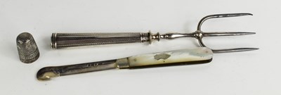 Lot 338 - A silver and mother of pearl penknife together...