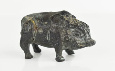 Lot 146 - A bronze, green patinated pig, with shovelled...