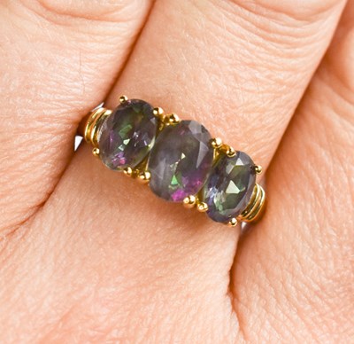 Lot 68 - A 9ct gold and tourmaline, watermelon ring,...